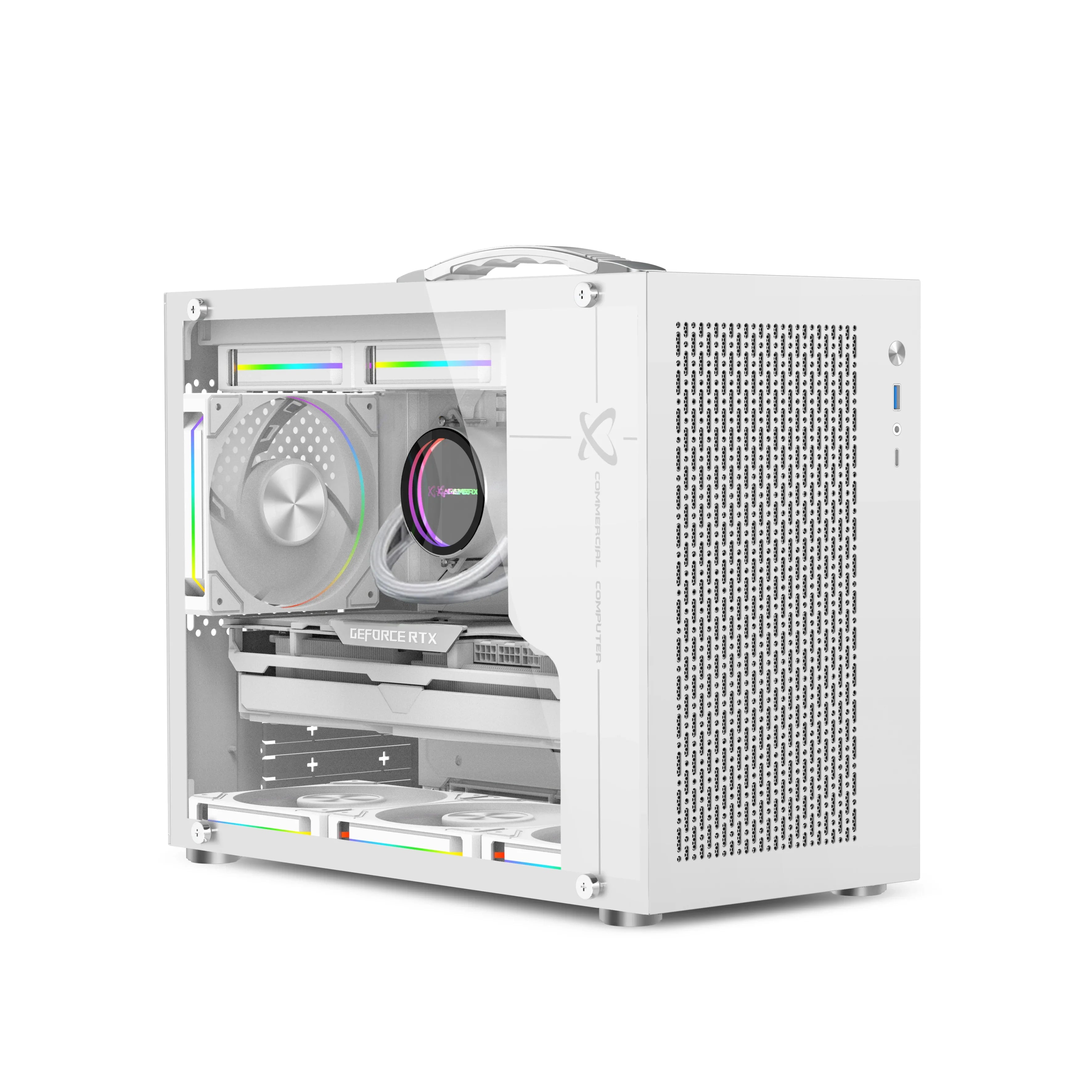 Mini ITX PC Case Transparent Side 240mm Water Cooling - Tophatter Daily Deals