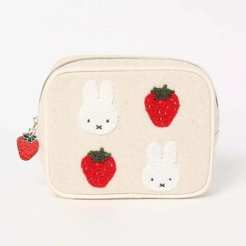 Miffy Strawberry Series Embroidered Makeup Storage Case Animals - Tophatter Daily Deals