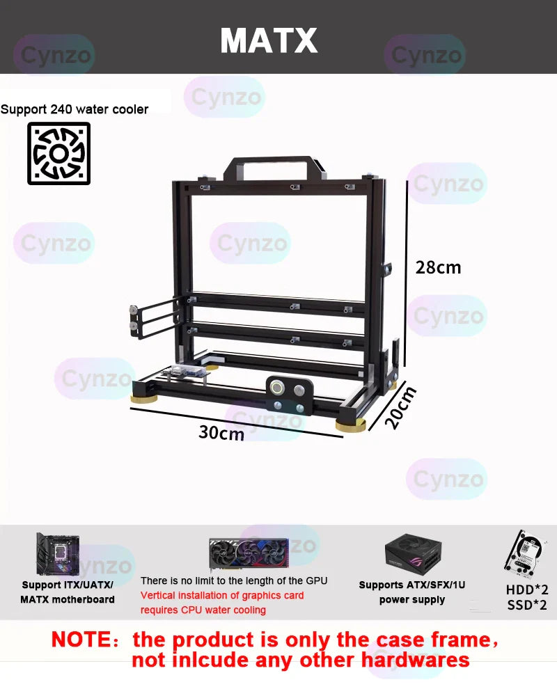 Open Frame ATX PC Case Rack Modular Water Air Cooling - Tophatter Daily Deals