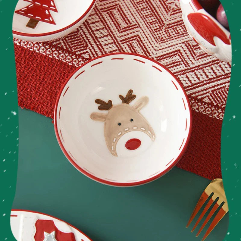 Christmas Ceramic Santa Bowl Nordic Holiday Breakfast Bowl - Tophatter Daily Deals