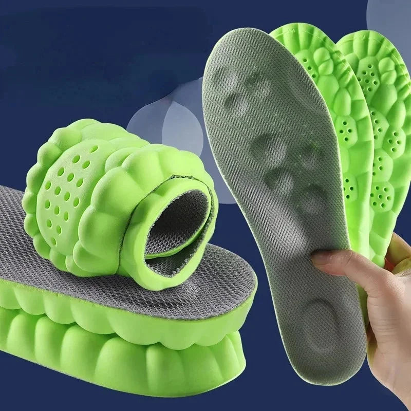 4D Massage Insoles Shock Absorbent Breathable Comfort Plantar Fascia Insole Green - Tophatter Daily Deals