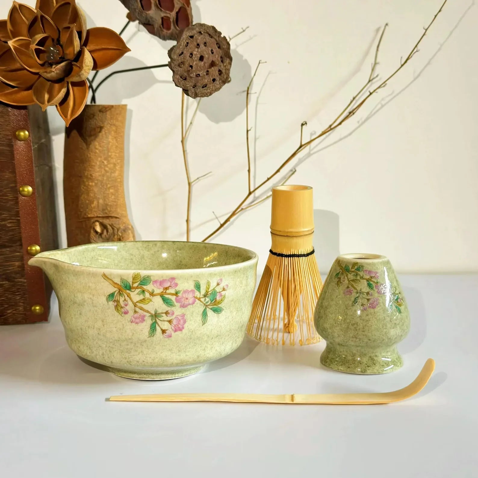 Matcha Tea Set Porcelain Bowl Bamboo Whisk Traditional Box - Tophatter Daily Deals