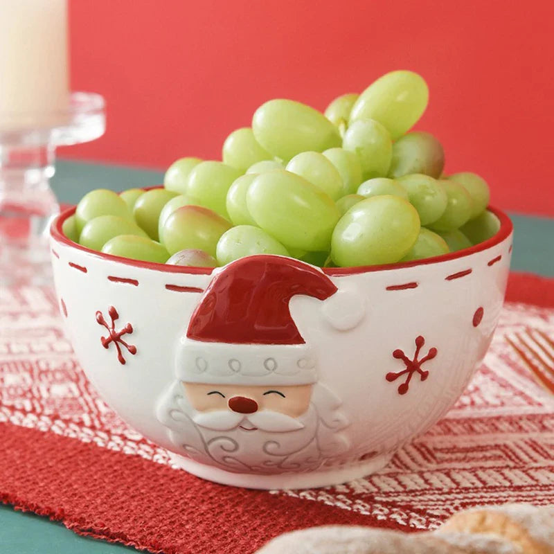Christmas Ceramic Santa Bowl Nordic Holiday Breakfast Bowl - Tophatter Daily Deals