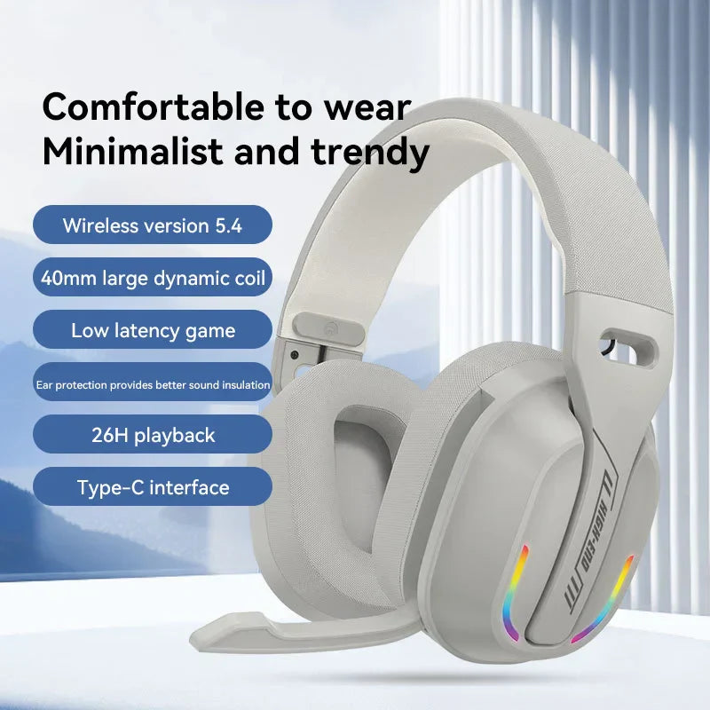 Gaming Headset Bluetooth 5.4 Wireless RGB Low Latency - Tophatter Daily Deals
