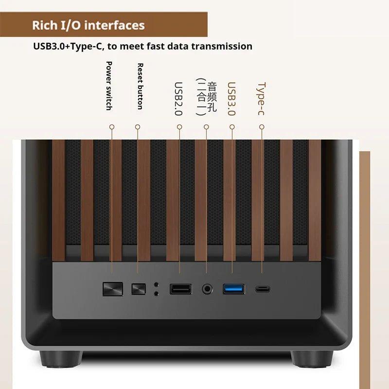 MATX PC Case Wooden Panel Tempered Glass Type C Port - Tophatter Daily Deals