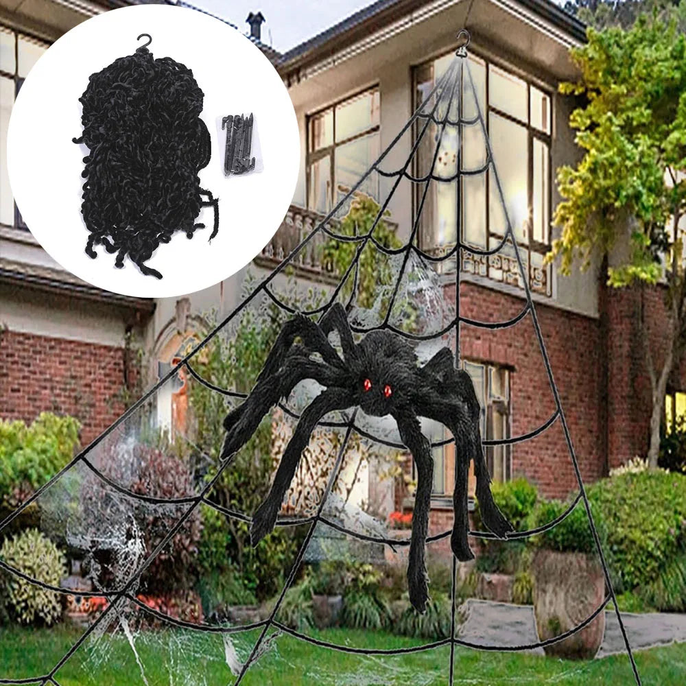 Halloween Spider Web Triangle Lawn Decor 2025 Haunted Prop Black - Tophatter Daily Deals