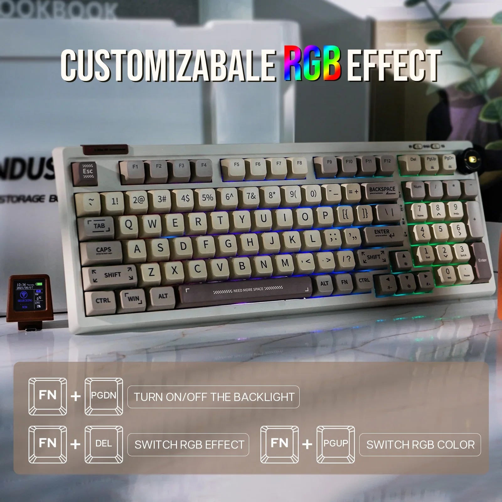Mechanical Keyboard 97Key 95 Percent Gasket Mini Display - Tophatter Daily Deals