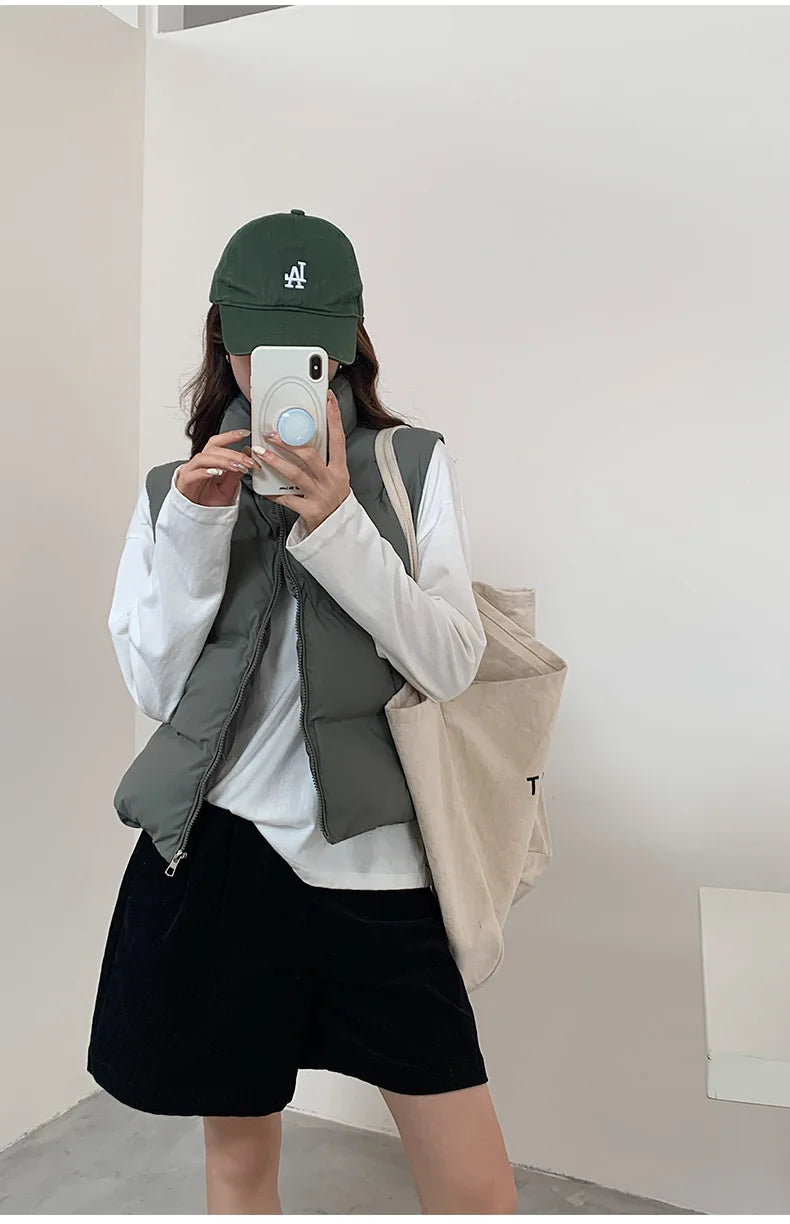 Lightweight Women's Down Vest - Cropped Boxy, Duck Fill - Tophatter Daily Deals