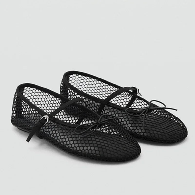 Breathable Women’s Ballet Flats - Mary Jane, Mesh, Summer Black - Tophatter Daily Deals