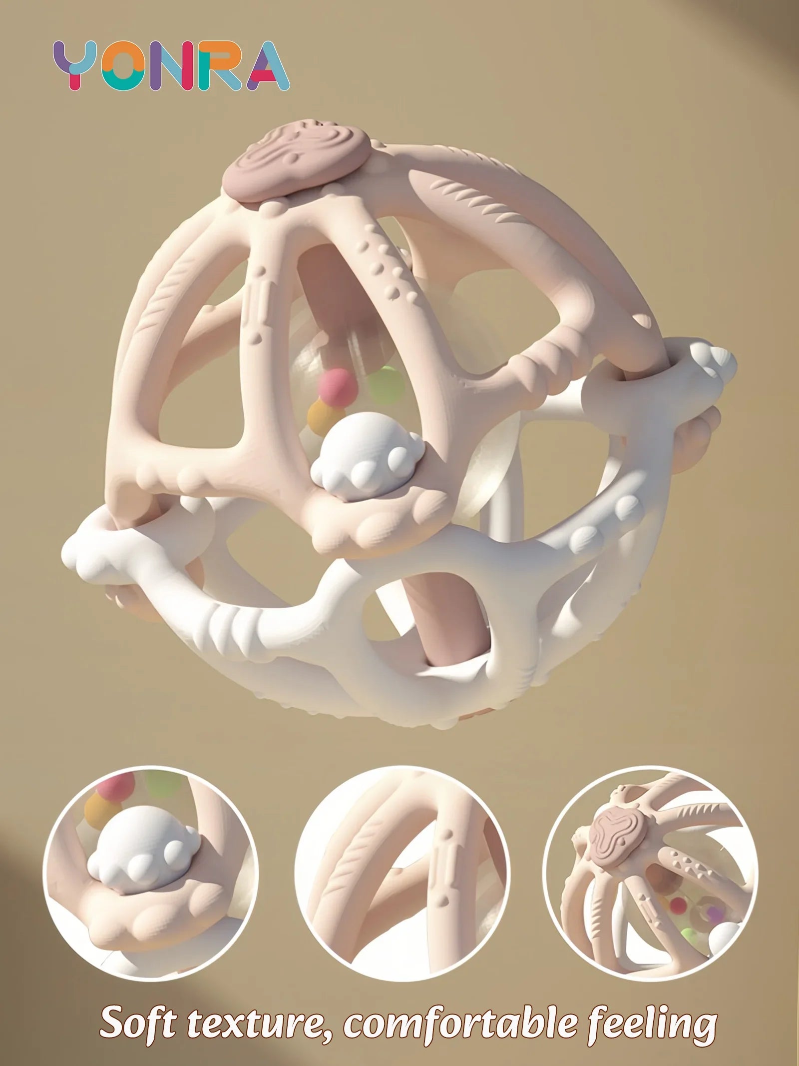 Silicone Teether Rattle Orb Montessori Newborn Sensory Toys - Tophatter Daily Deals