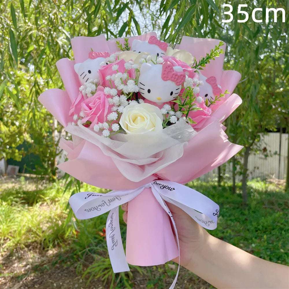 Sanrio Kawaii Hello Kitty Plush Flowers Bouquet Pink Flowers - Tophatter Daily Deals