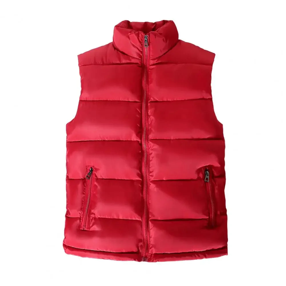 Lightweight Men's Puffer Vest - Slim Stand Collar, Quilted Red - Tophatter Daily Deals