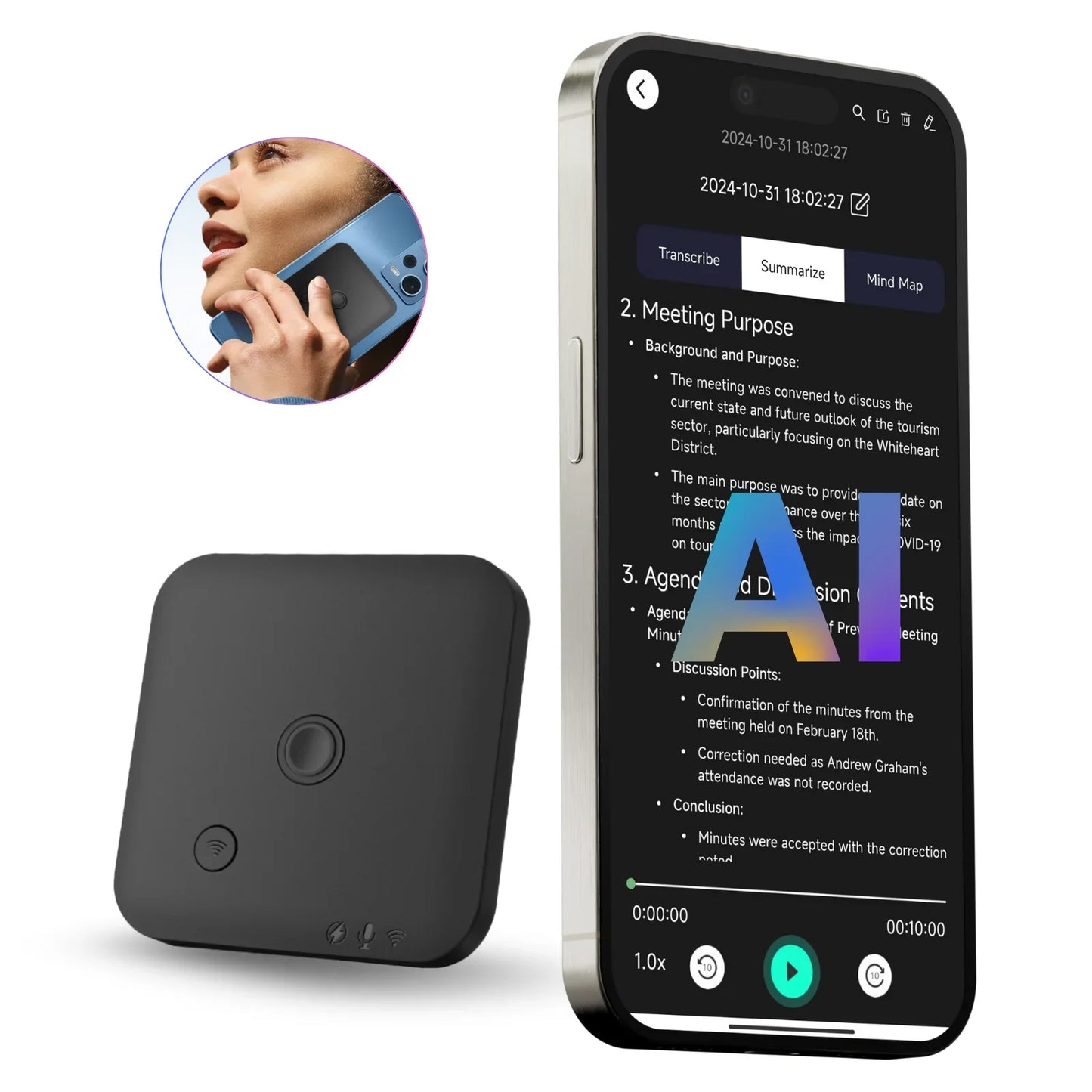 AI Voice Recorder 64GB With Transcription And Translation - Tophatter Daily Deals