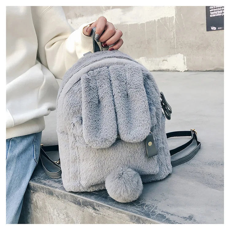 Faux Fur Mini Rabbit Ear Backpack Animals - Tophatter Daily Deals