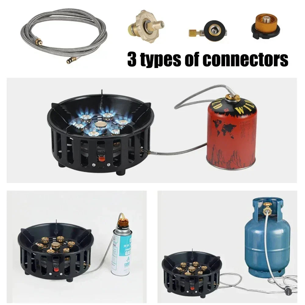 7-Core High-Power Camping Stove Gas Burner Black Camp Cooking - Tophatter Daily Deals