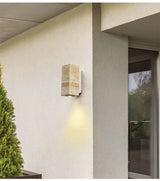 Japandi Yellow Marble LED Wall Sconce Wabi Sabi Bedside Light - Tophatter Daily Deals