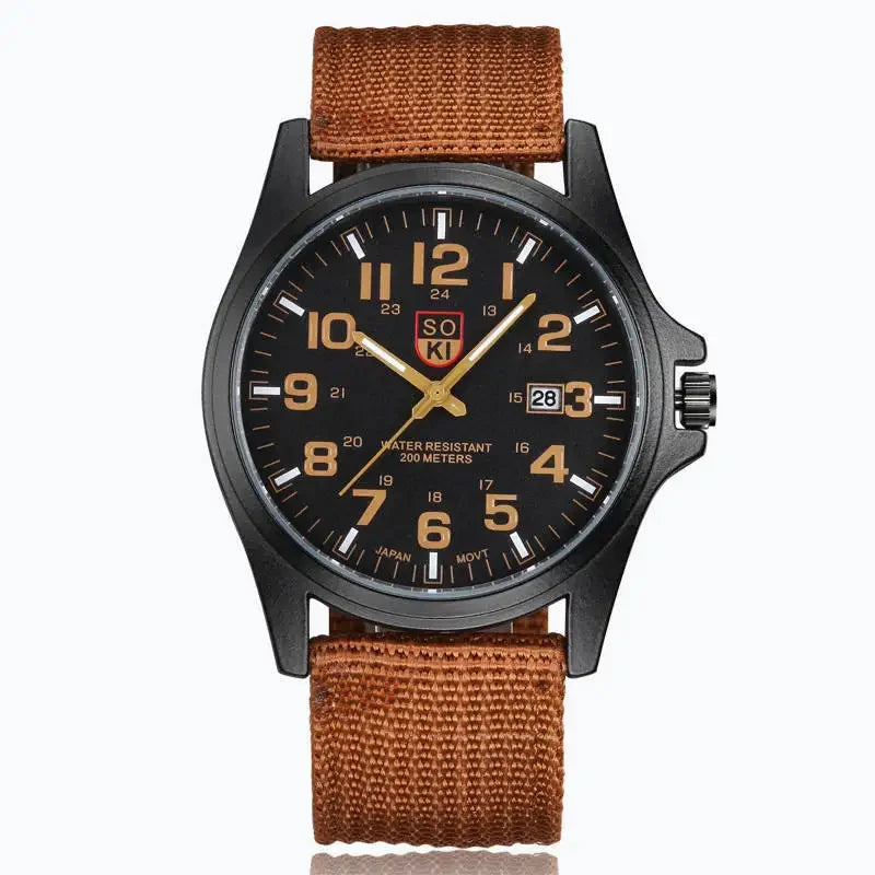 Watch Nylon Strap Quartz Military Style Durable Brown - Tophatter Daily Deals