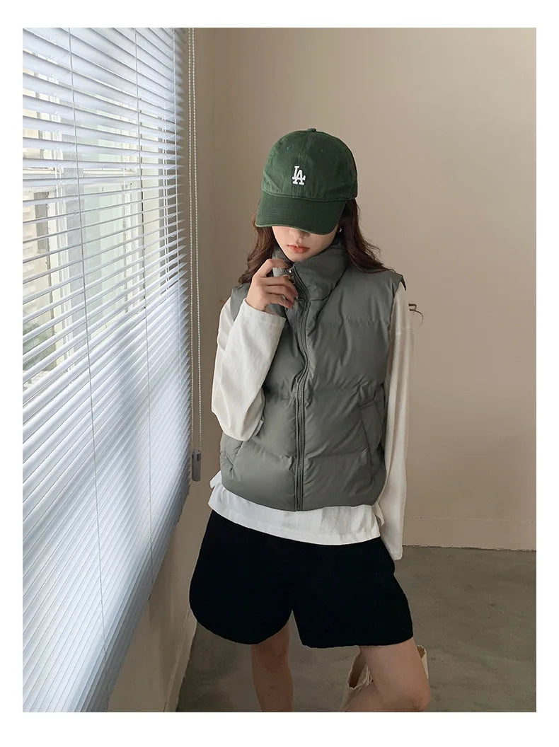 Lightweight Women's Down Vest - Cropped Boxy, Duck Fill - Tophatter Daily Deals