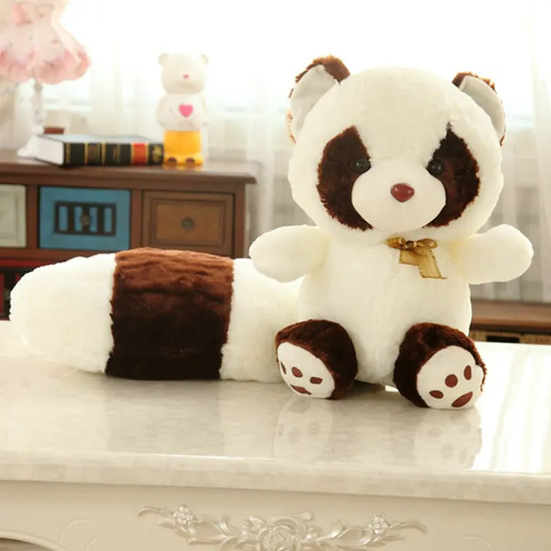 Raccoon Plush Toy Long Tail Bear Huge White Animals - Tophatter Daily Deals