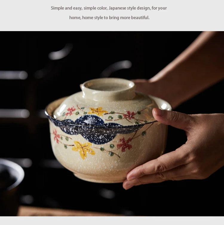 Ramen Bowl Large Ceramic With Lid Retro Fall 2025 Tableware - Tophatter Daily Deals