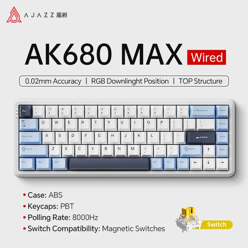 Mechanical Keyboard Sixty Mini Wireless ARGB Magnetic Hall BLUE - Tophatter Daily Deals
