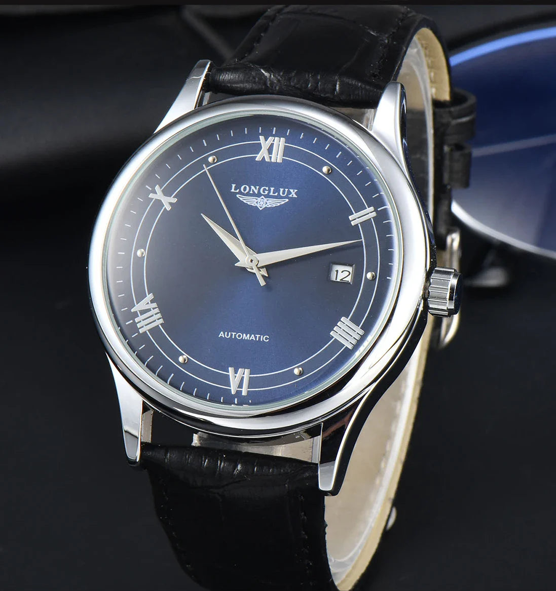 Automatic Watch Leather Strap Mechanical Date Waterproof - Tophatter Daily Deals