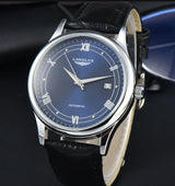 Automatic Watch Leather Strap Mechanical Date Waterproof - Tophatter Daily Deals