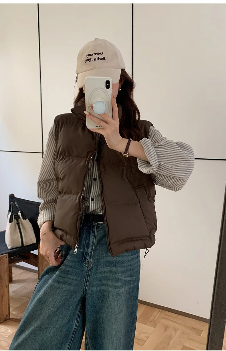 Lightweight Women's Down Vest - Cropped Boxy, Duck Fill - Tophatter Daily Deals