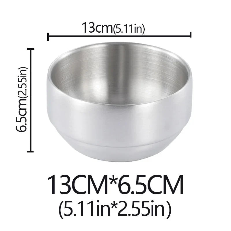 Stainless Steel Double Layer Rice Bowl With Lid Insulated silver-L-No lid - Tophatter Daily Deals