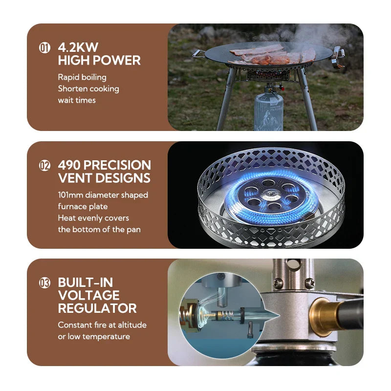 Camping Gas Stove 4.2KW Backpacking Silver Camp Cooking - Tophatter Daily Deals
