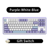 Mechanical Keyboard 87 Key Tri Mode RGB Hot Swappable Gift Purple White - Tophatter Daily Deals
