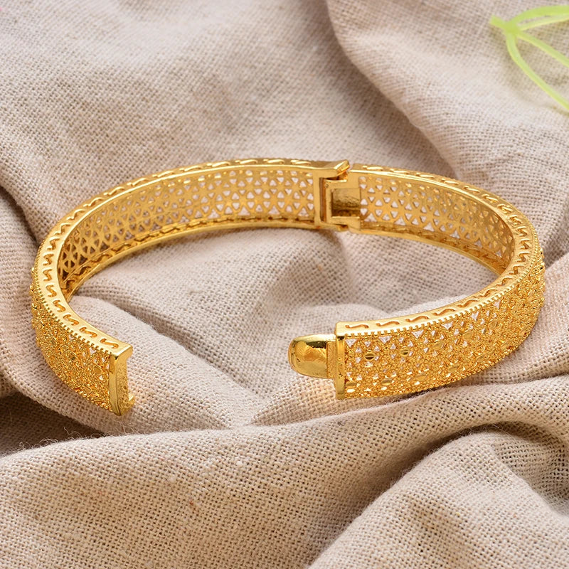 Gold Plated Bangles Luxury Arabic Wedding Bracelet - Tophatter Daily Deals