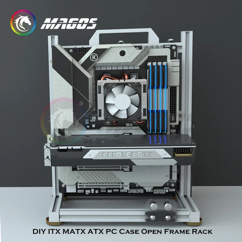 Open Frame PC Case Modular ATX MATX ITX Aluminum Rack - Tophatter Daily Deals