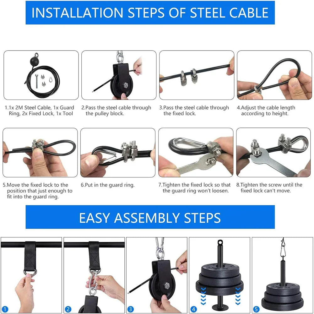 Pulley Cable System Pull Down Lift Attachment Black Fitness - Tophatter Daily Deals