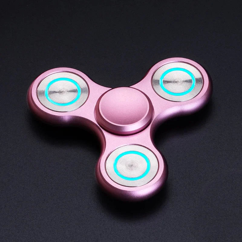 Fidget Spinner Luminous Metal Triangle EDC Desk Focus Toy Pink - Tophatter Daily Deals