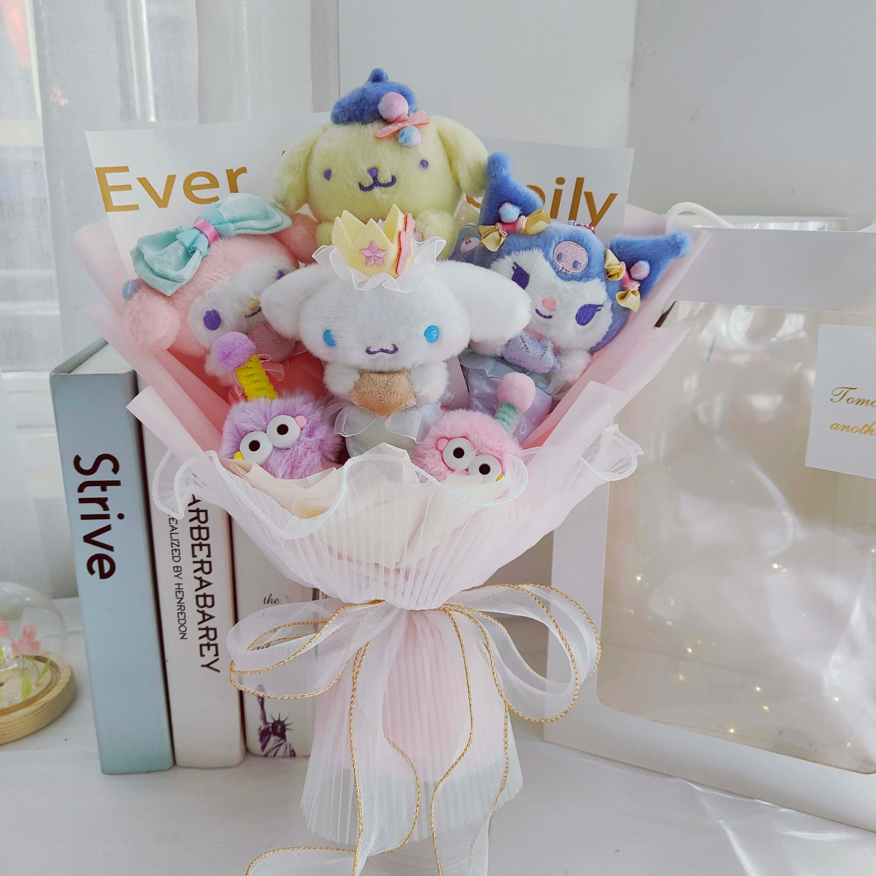 Sanrio Plush Bouquet My Melody Kuromi Cinnamoroll Hello Kitty Soft Pink Flowers - Tophatter Daily Deals