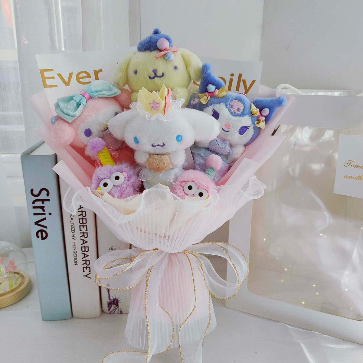 Sanrio Plush Bouquet My Melody Kuromi Cinnamoroll Hello Kitty Soft Pink Flowers - Tophatter Daily Deals