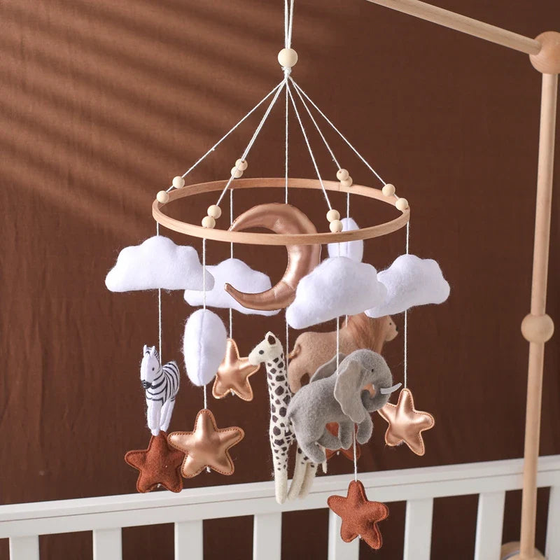 Wooden Felt Animal Crib Mobile With Soothing Calming Music - Tophatter Daily Deals