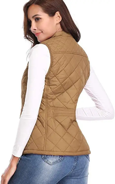 Lightweight Women Quilted Vest - Stand Collar Cotton Winter - Tophatter Daily Deals