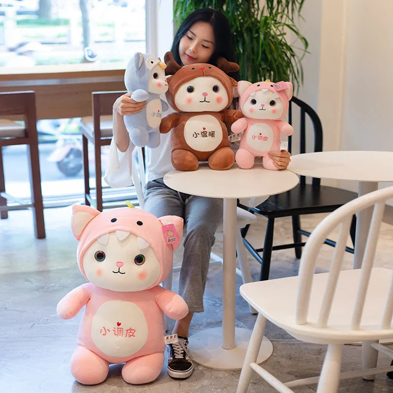 ChooChoo Cat Stuffed Animals Plush Toys Kawaii Soft Plushie Wearing Kigurumi Animals - Tophatter Daily Deals
