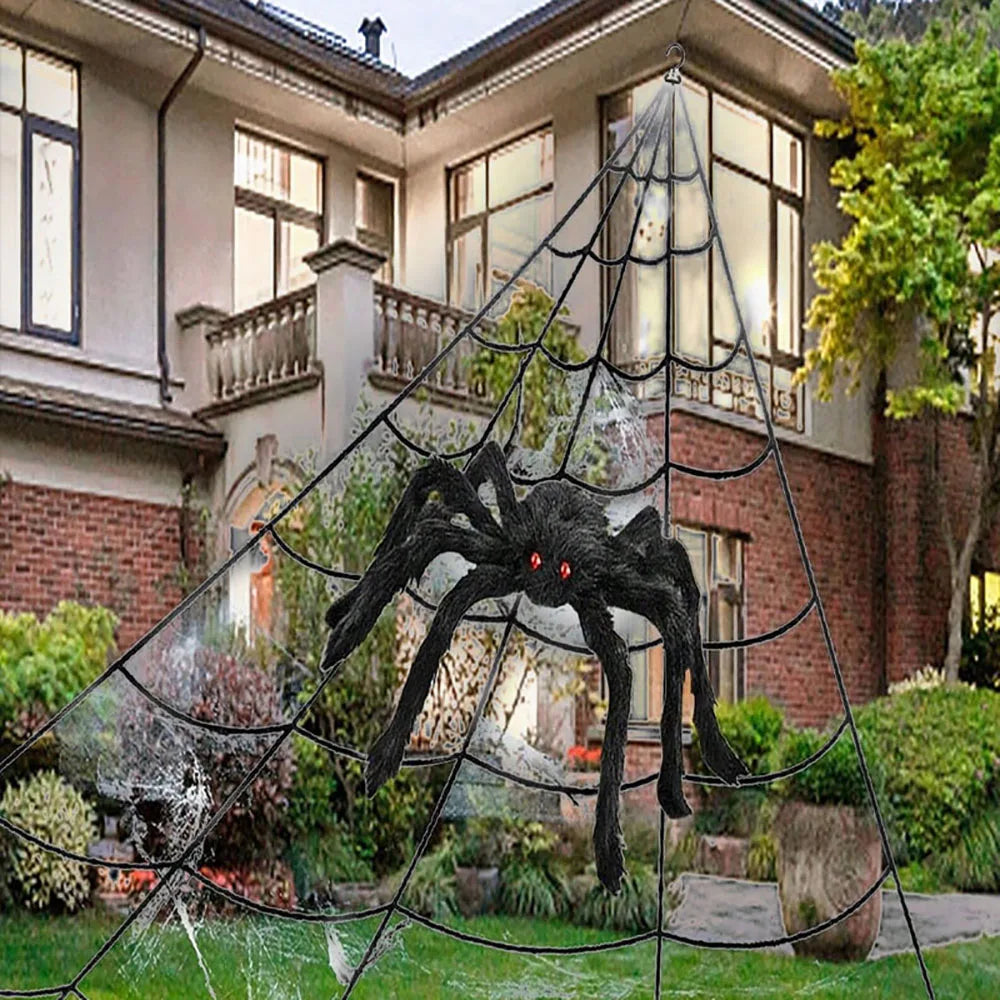 Halloween Spider Web Triangle Lawn Decor 2025 Haunted Prop - Tophatter Daily Deals