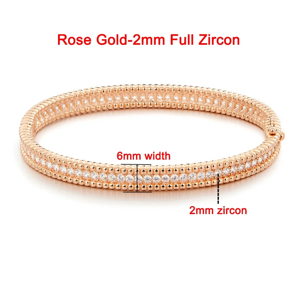 Moissanite 2mm Bracelet 18K Gold Plated Tennis Bangle Rose Gold-Zircon - Tophatter Daily Deals