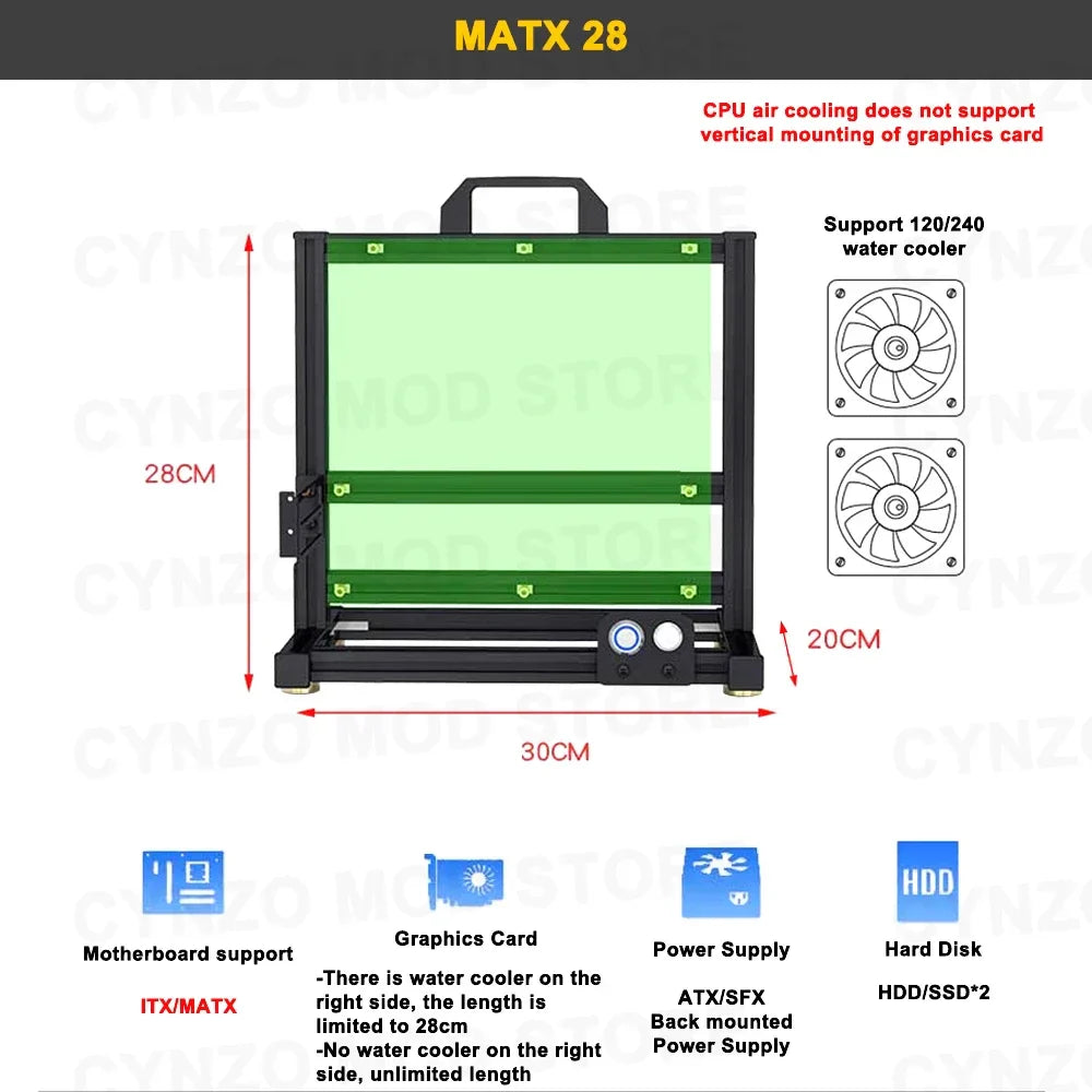 Open Frame Aluminum PC Case Rack EATX Water Cooling MATX 28 - Tophatter Daily Deals