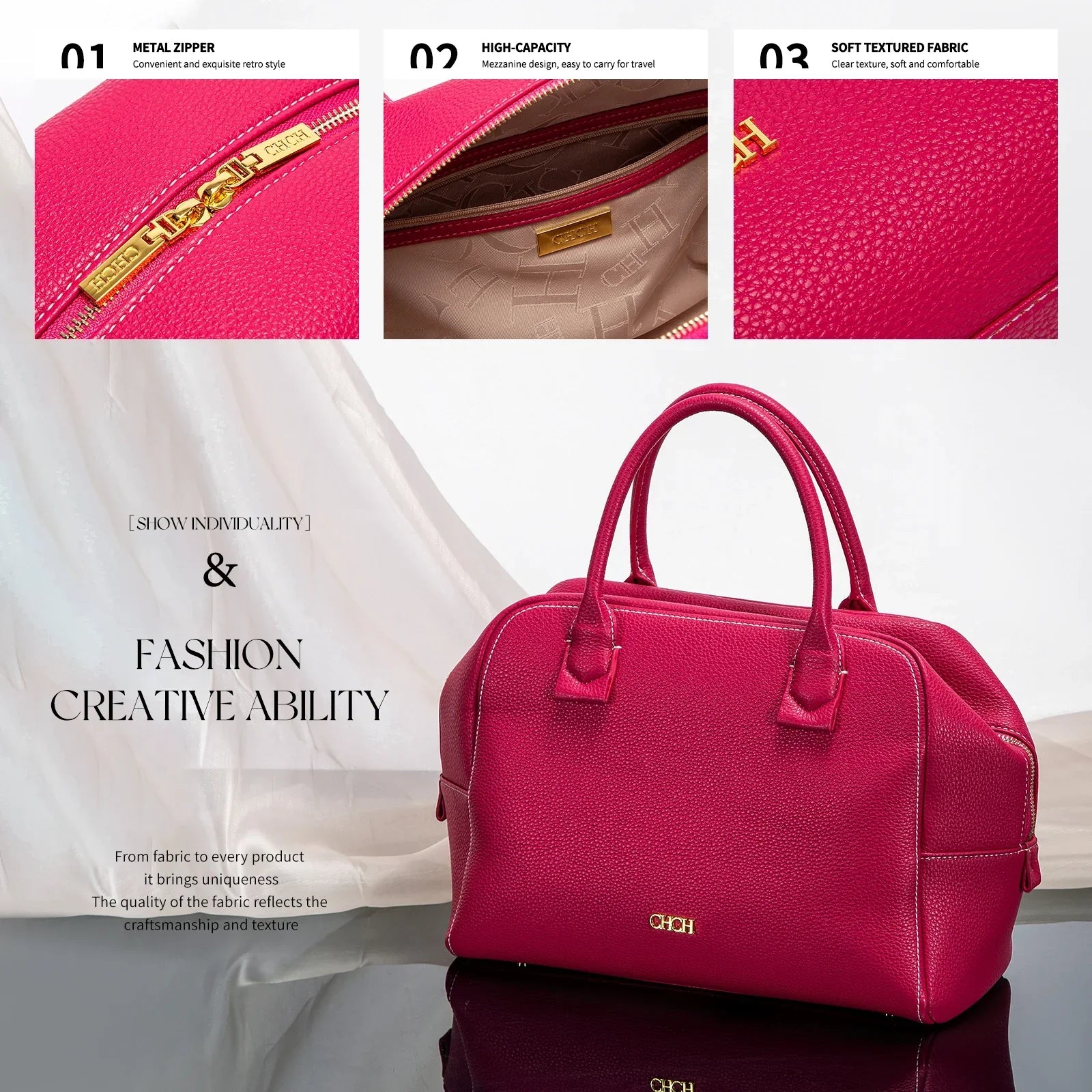 Women's Crossbody Pillow Bag with Wide Strap (Rose Red) Apparel & Accessories > Handbags, Wallet's & Cases > Handbags > Cross Body Bags - Tophatter Daily Deals