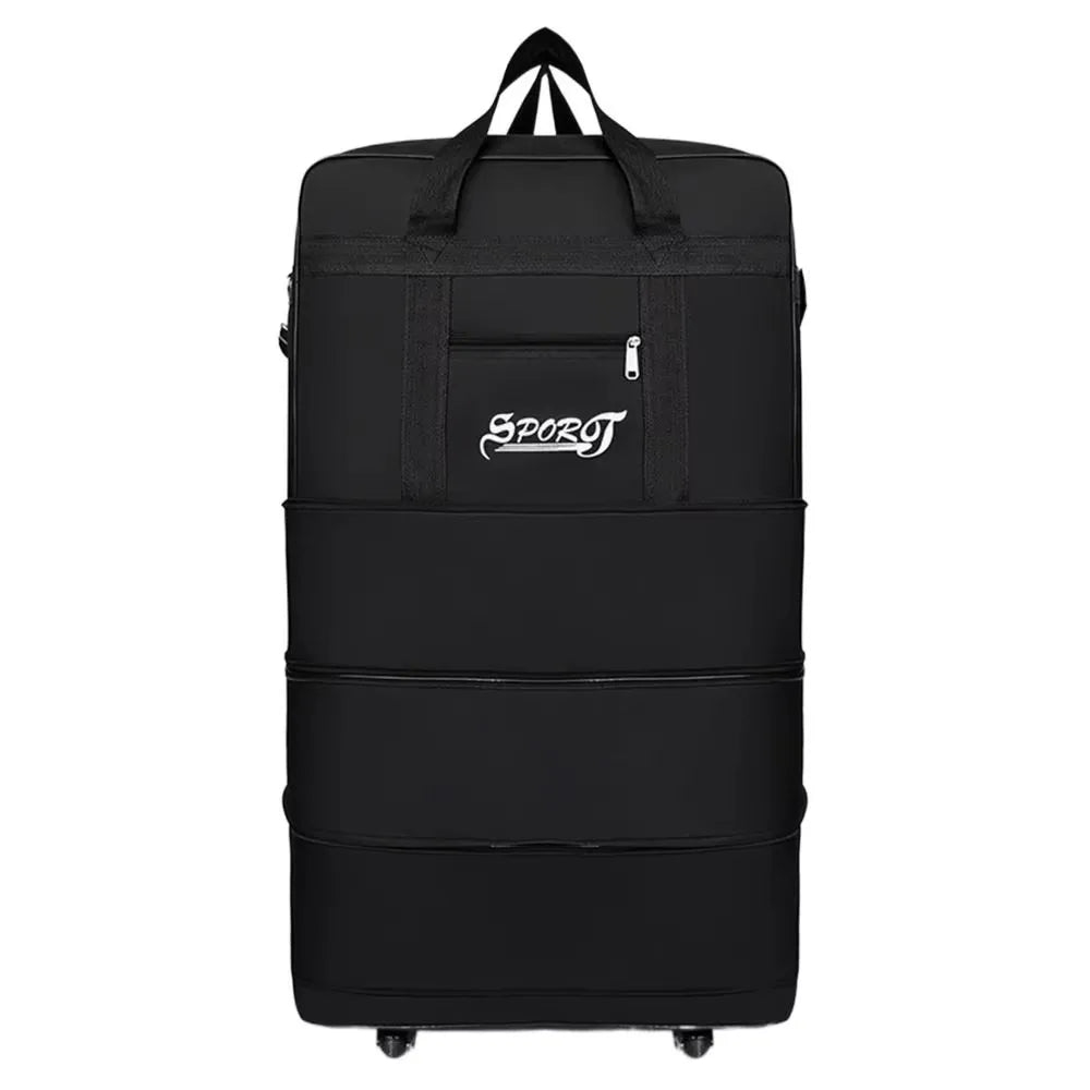 Expandable Travel Backpack with Wheels Black Duffel Bags - Tophatter Daily Deals