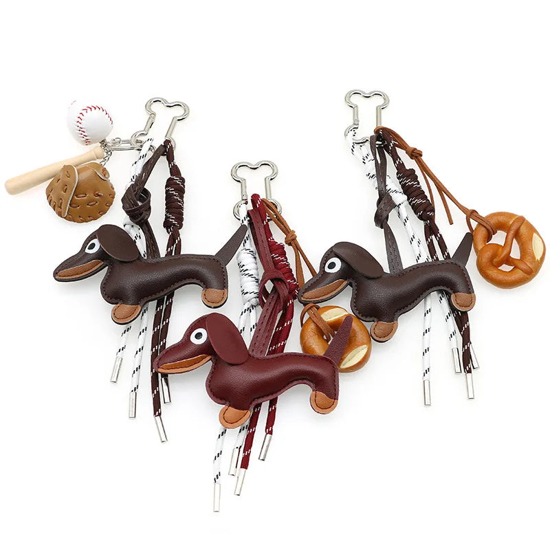 Dachshund Pu Leather Bag Charm Baseball Keychain Gift - Tophatter Daily Deals