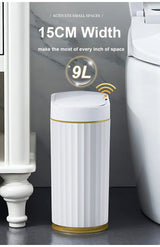 Automatic Sensor Trash Can Narrow Roman Stripe Bathroom Bin - Tophatter Daily Deals