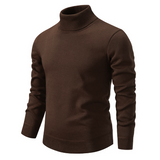 Warm Men’s Turtleneck Sweater - Slim Fit, Wool, Winter Brown - Tophatter Daily Deals