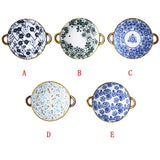 7.5 Inch Japanese Ceramic Noodle Bowl With Handles Blue - Tophatter Daily Deals