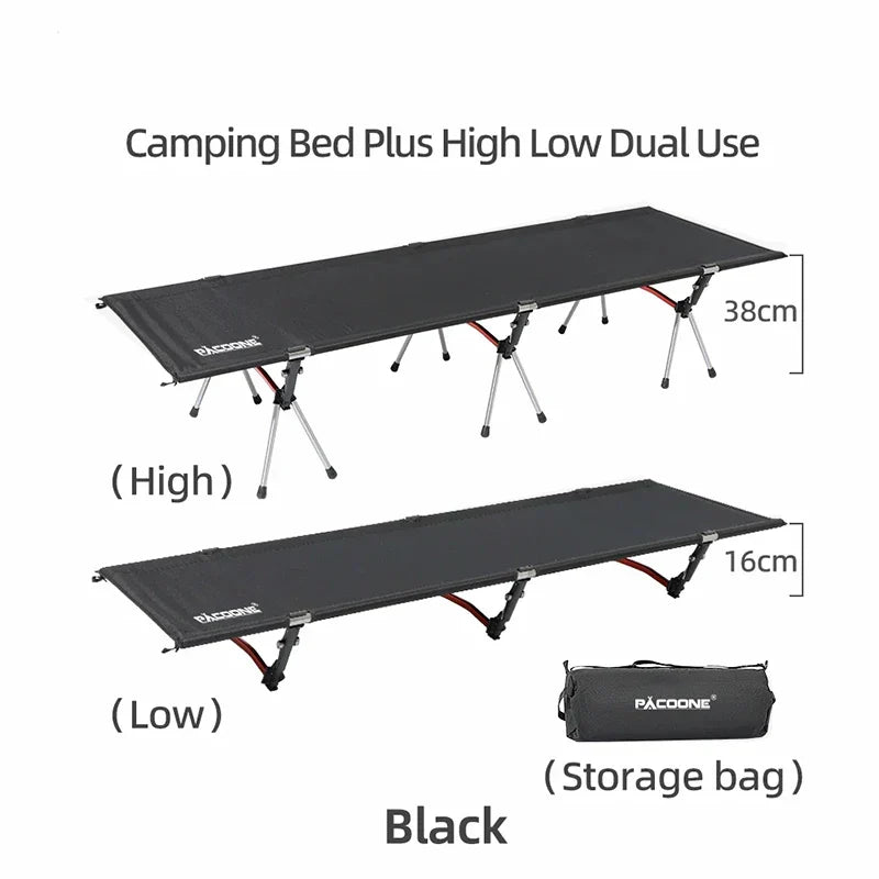 Lightweight Camping Cot Collapsible Sleeping Bed Black Camping & Hiking - Tophatter Daily Deals